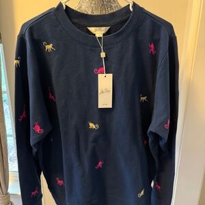 Lilly Pulitzer, NWT BALLAD long sleeve sweatshirt- low tide, Navy Blue size  M
